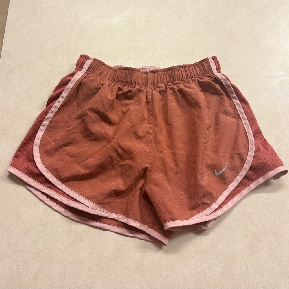 Nike Brown Athletic Shorts with Curved Hem